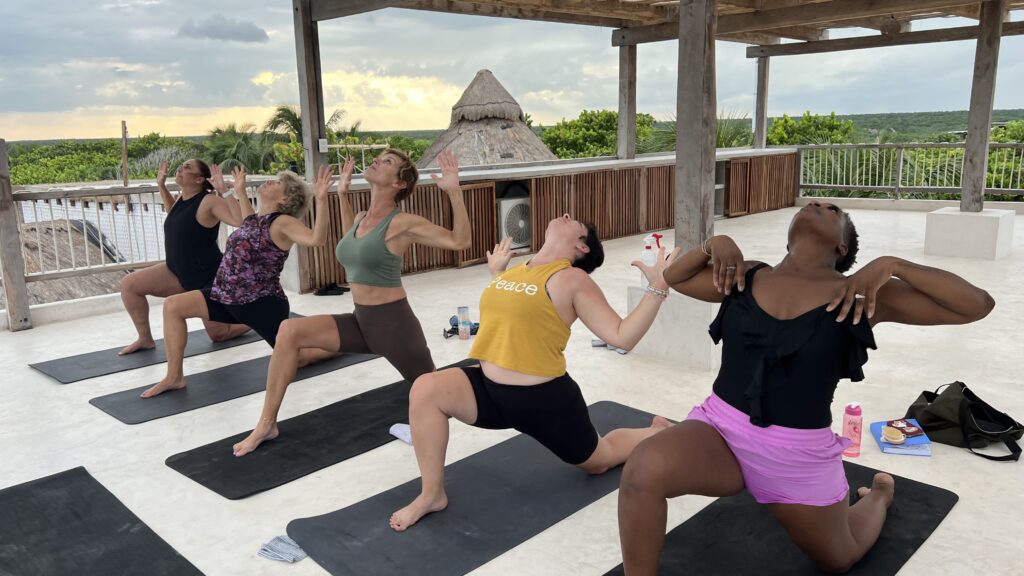 Tulum Yoga Retreat Rooftop yoga practice, 2023