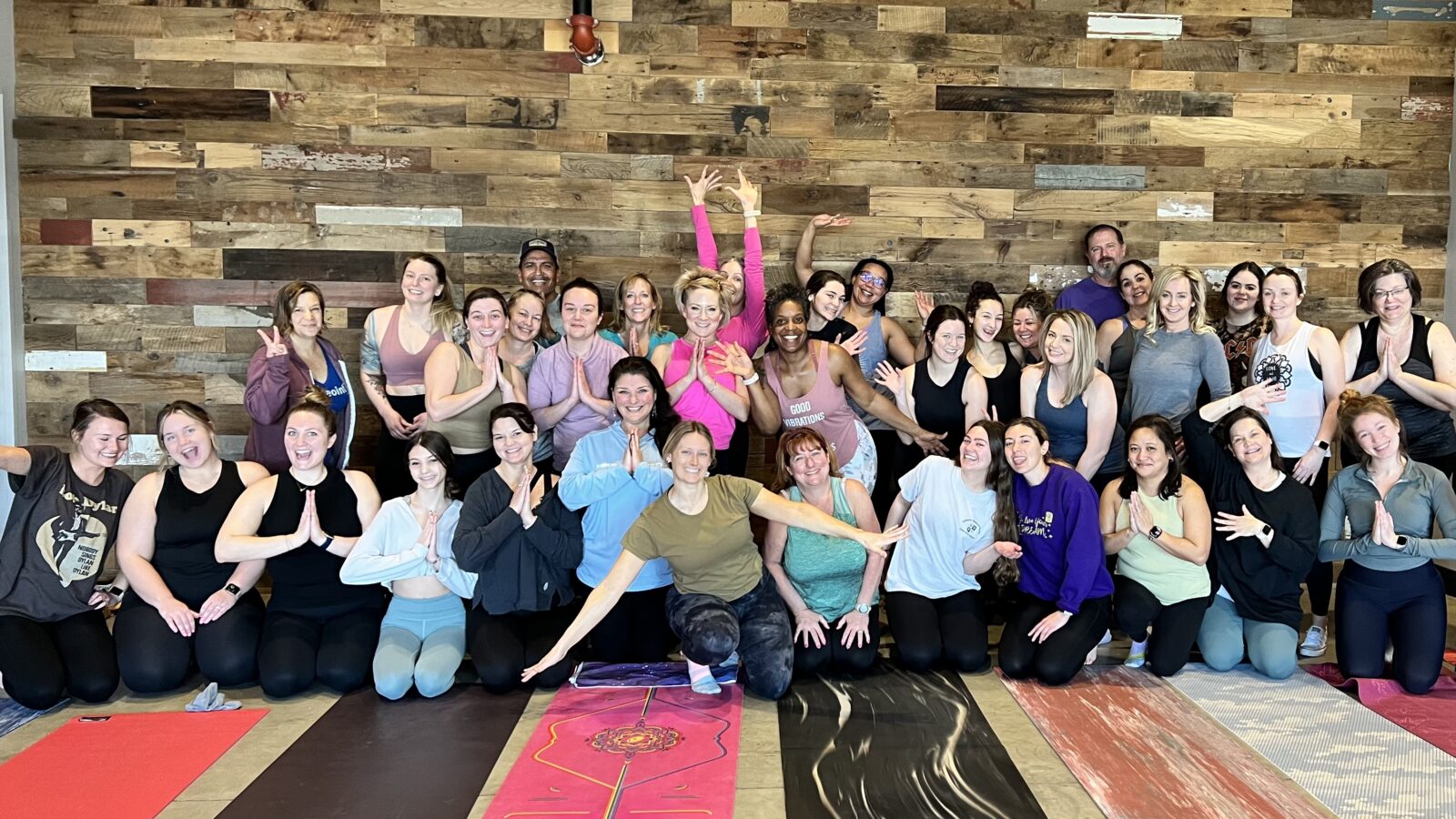 We host special pop-up events. Pictured is Yoga & Cider at Eckert's Cider Shed Cozy Cabin