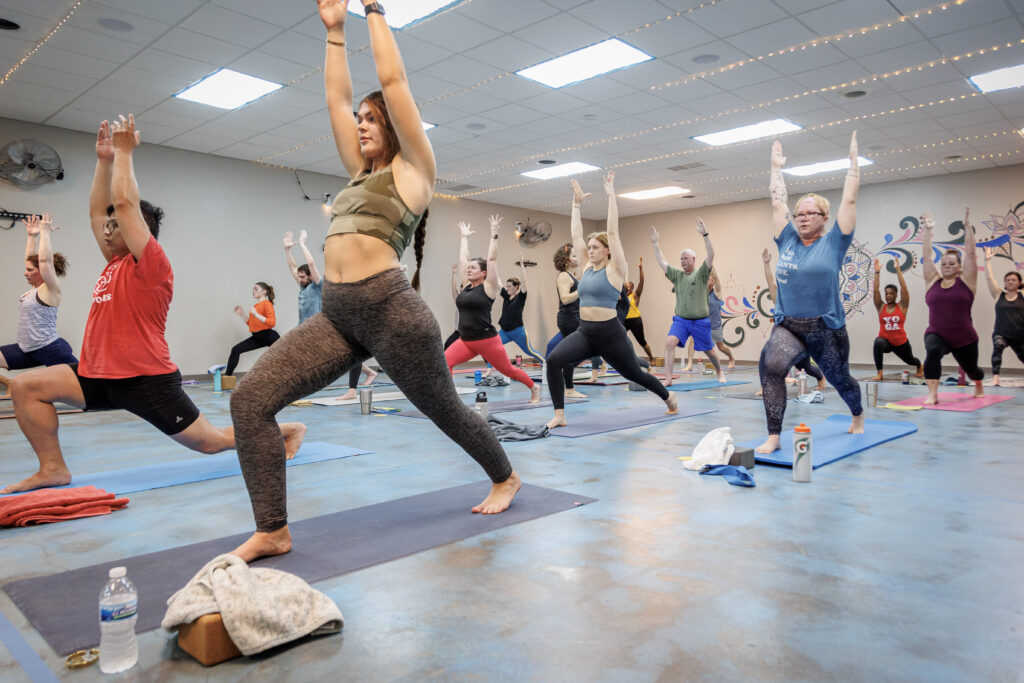 Glimpse inside a yoga class at Go Yoga Express.